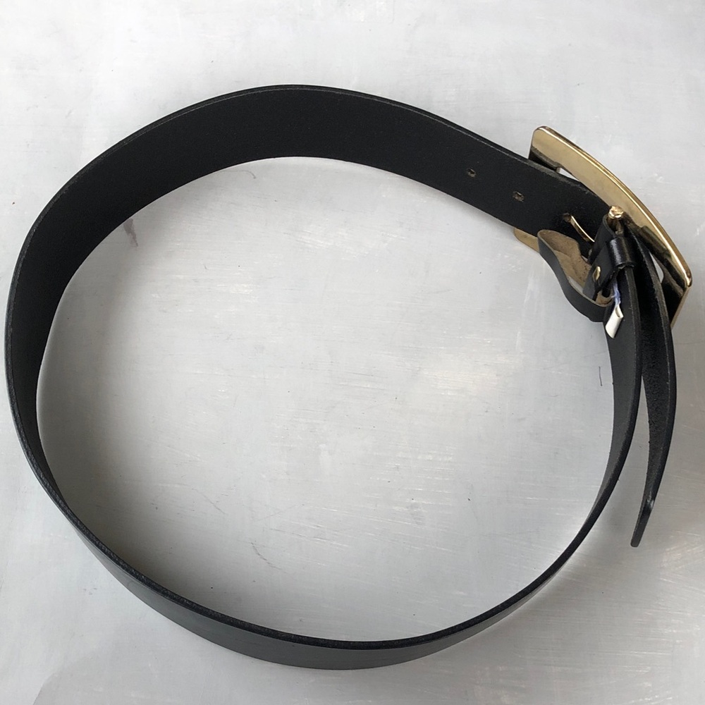Banana Republic Black Genuine Leather Belt with Rectangle Metal Buckle, Size S - Picture 3 of 9